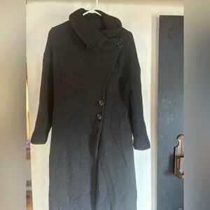 Vintage 50s/60s Black Boucle Maxi Coat Size S